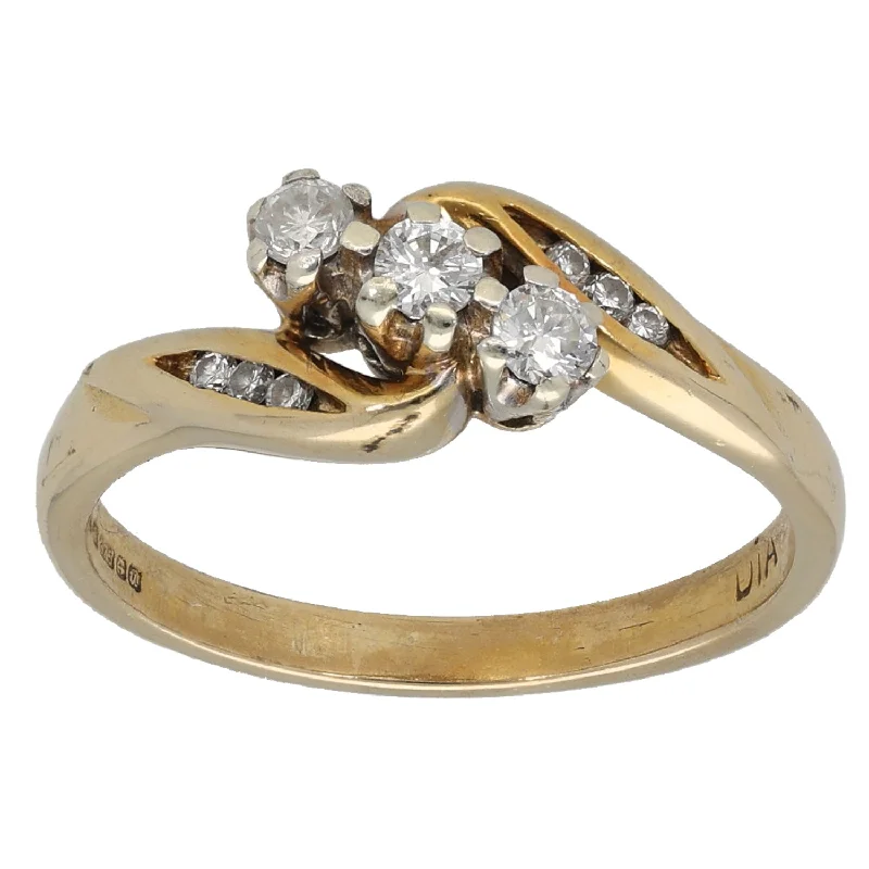 Full crescent rings-9ct Gold 0.24ct Diamond Dress/Cocktail Ring Size M