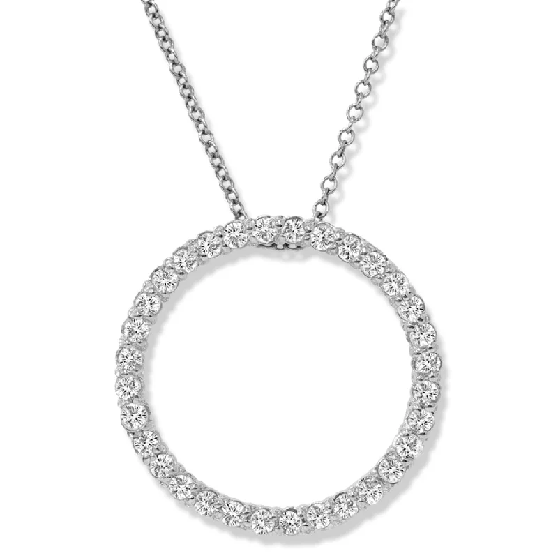 Layered chain necklaces-1/2 Ct Circle Lab Grown Diamond Pendant 10k White Gold 18" Necklace