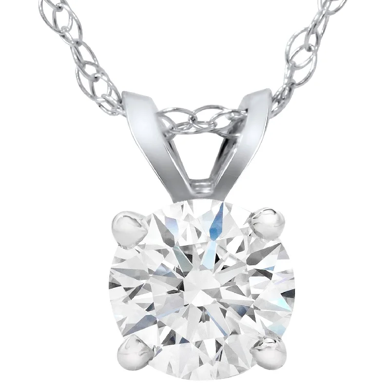 Wave shape necklaces-Certified 2 1/4ct Lab Grown Diamond Solitaire Pendant White Gold Necklace