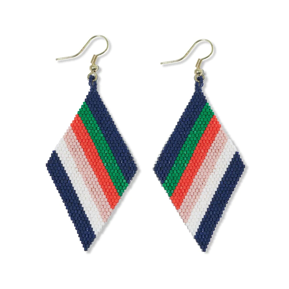 Charming pair earrings-Frida Diagonal Uniform Stripe Beaded Earrings St. Tropez