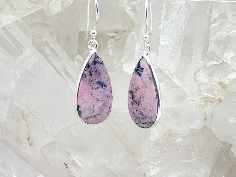 Fern pattern earrings-Rhodonite Sterling Silver Earrings $72