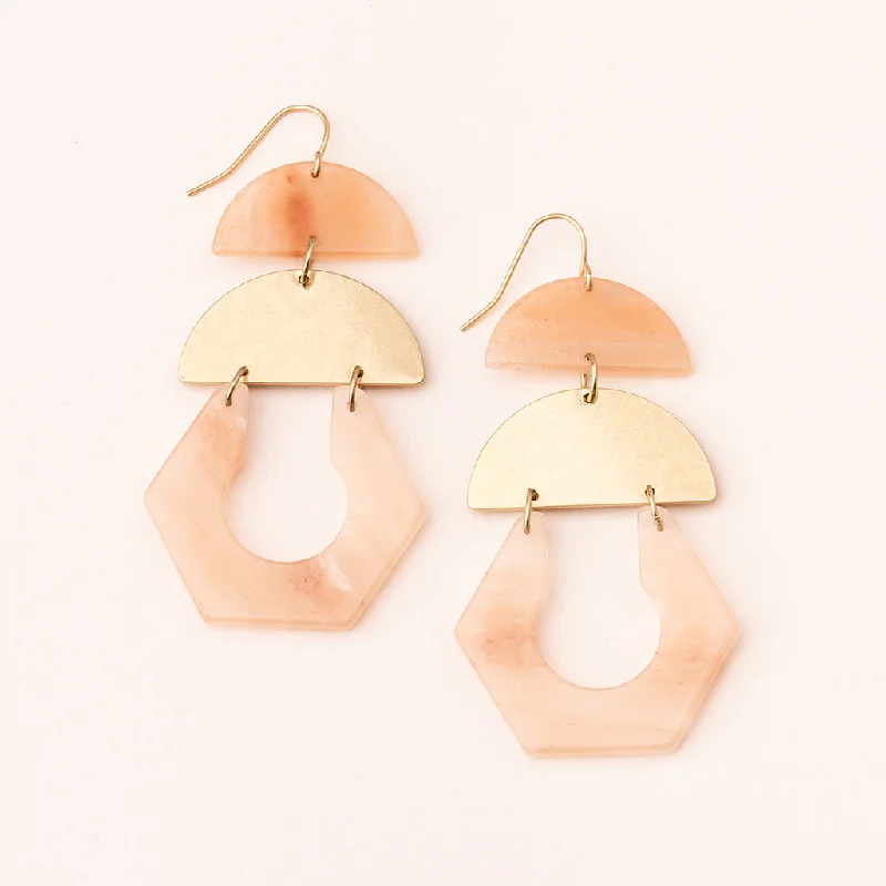 Bow knot earrings-Stone Cutout Earring - Sunstone/Gold