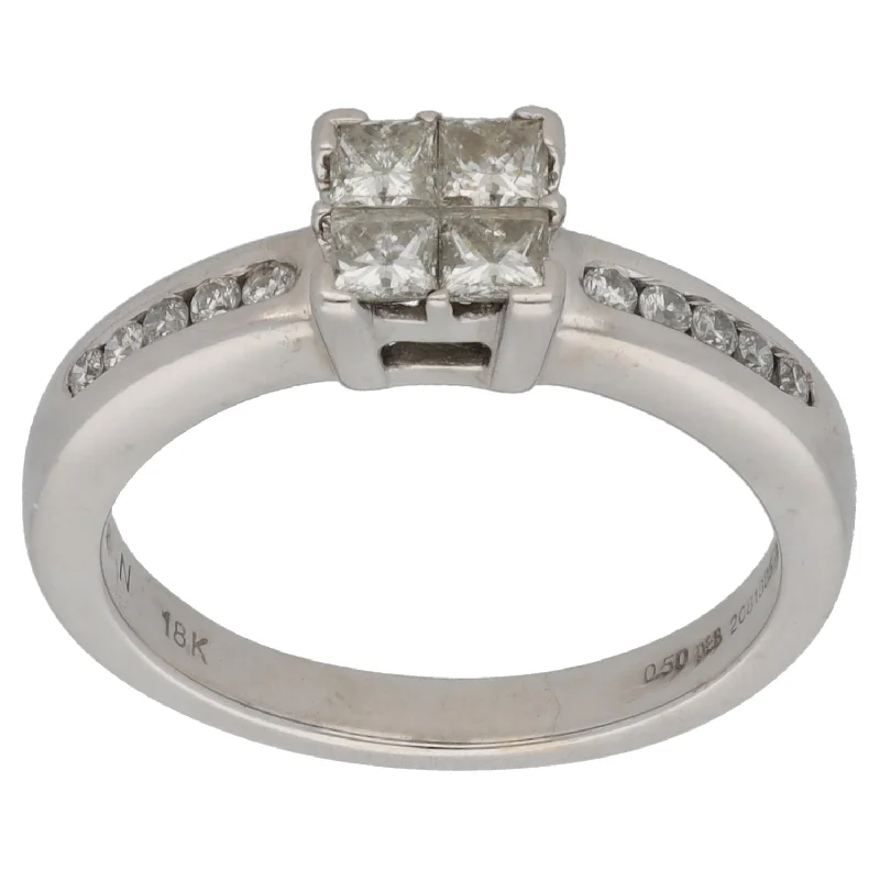 Maple grain rings-18ct White Gold 0.50ct Diamond Dress/Cocktail Ring Size L