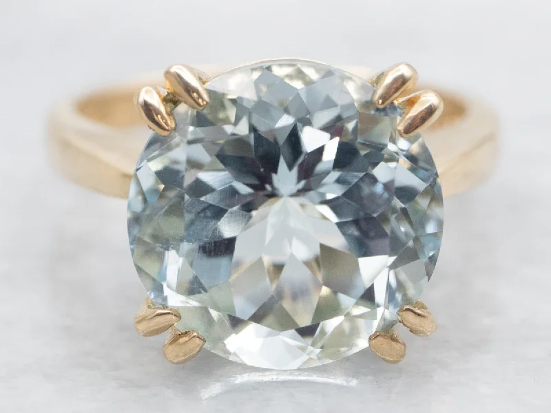 Pure crystal rings-Classic Gold Aquamarine Cocktail Ring