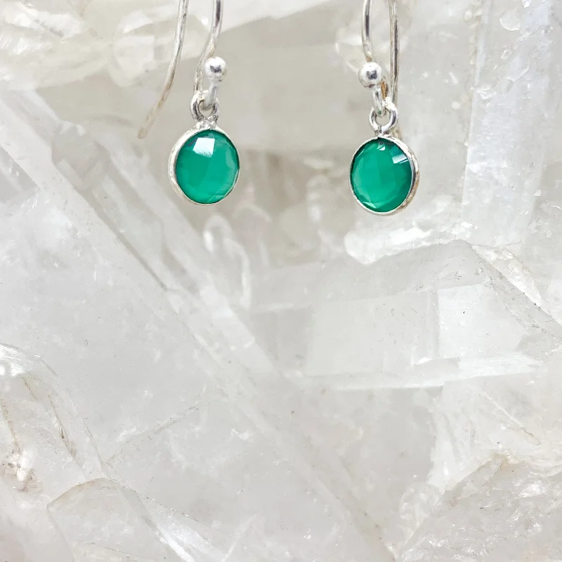 Warm wood earrings-Green Onyx Sterling Silver Earrings $30