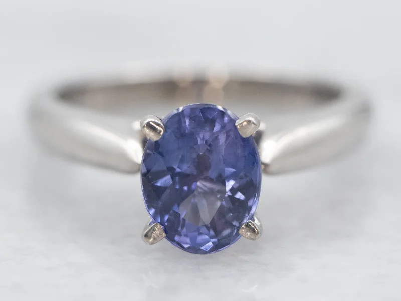 Gem stack rings-Platinum Purple Sapphire Solitaire Ring