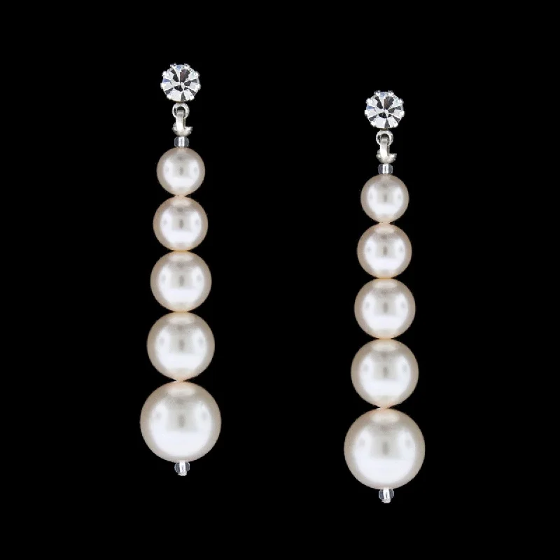 Thin hoop earrings-Graduated Pearl Earrings