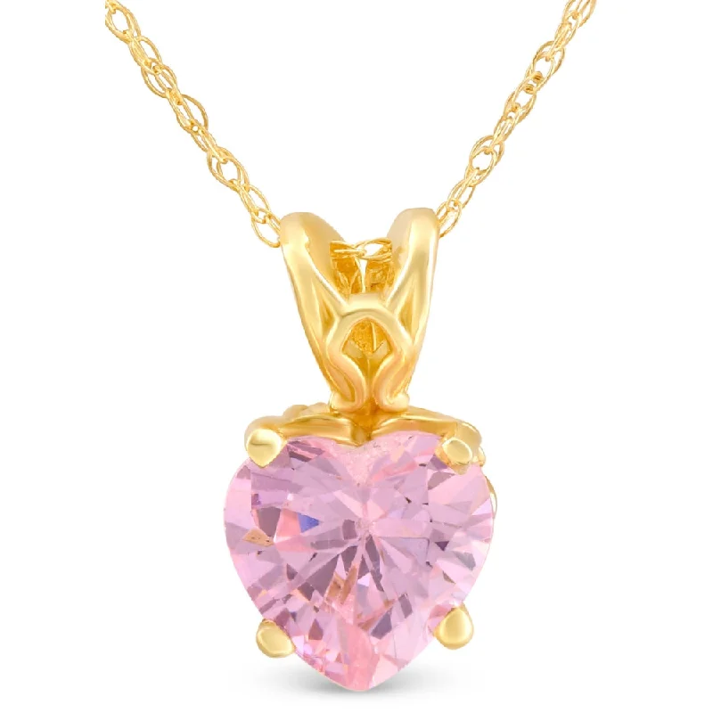 Old style necklaces-7mm Women's Heart Pendant in Pink Topaz 14k White, Rose, or Yellow Gold Necklace