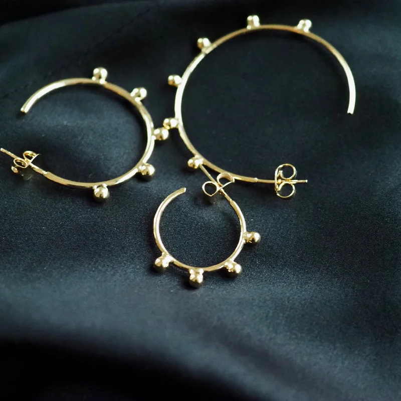 Fine texture earrings-REVI  Beaded Hoop Earrings