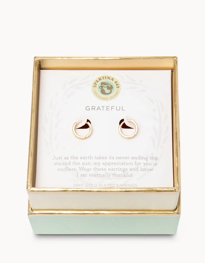 Clear stud earrings-Sea La Vie Hoop Earrings Grateful/Ring