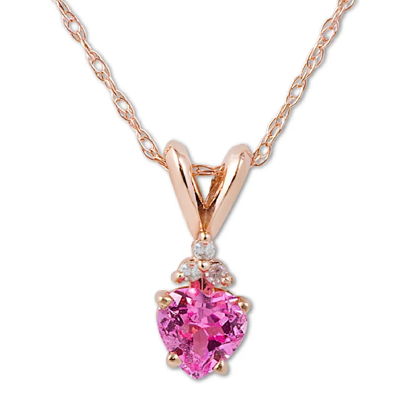 Cloud glass necklaces-1/2ct Diamond & Pink Sapphire Heart Pendant in 14K Yellow, White, or Rose Gold