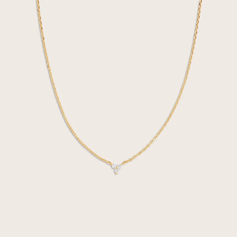 Sprite wing necklaces-14k Gold Lab Grown Diamond Triplet Pendant Necklace