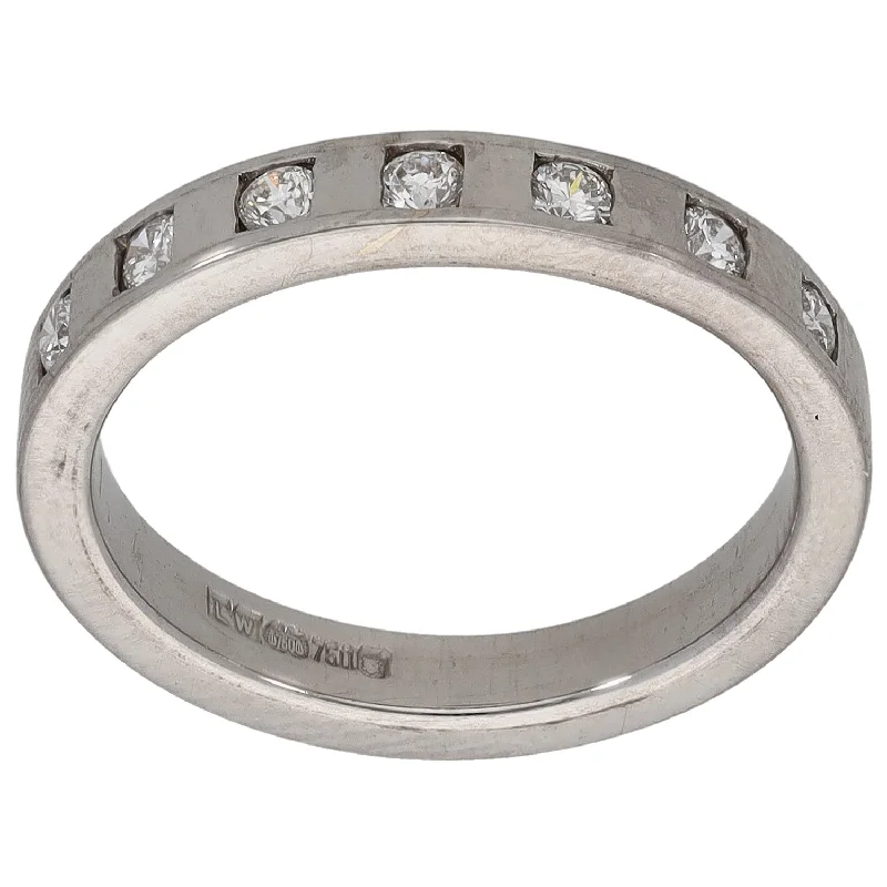 Pure star rings-18ct White Gold 0.14ct Diamond Half Eternity Ring Size L