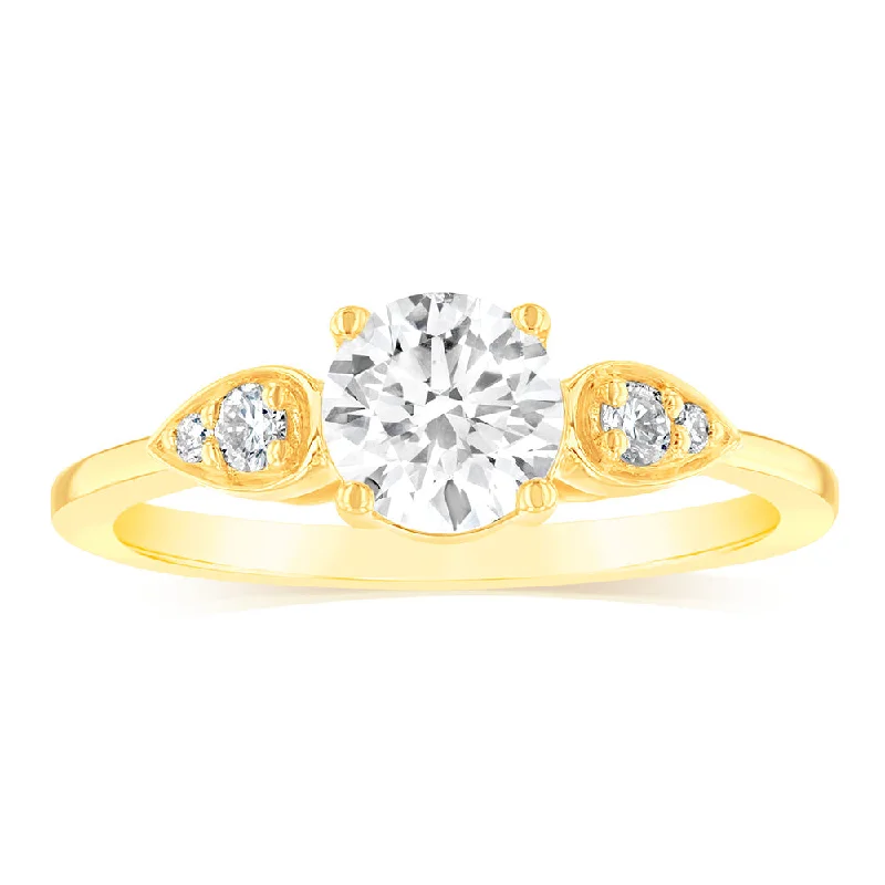 Oval shape rings-Luminesce Lab Grown 14ct Yellow Gold 1 Carat Diamond Solitaire Fancy Ring