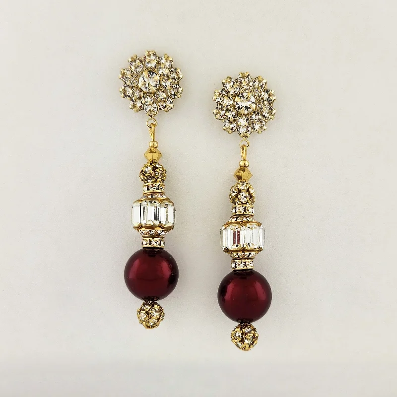 Soft threader earrings-Embellished Crystal and Glass Pearl Beaded Earrings