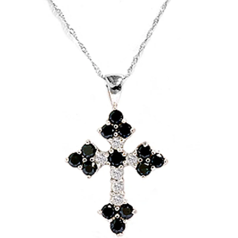 Bow knot necklaces-1 3/4ct Black & White Diamond Cross Pendant White Gold