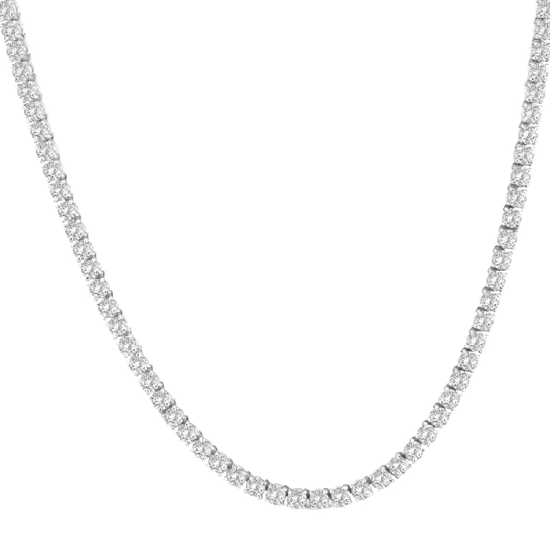 Smooth gem necklaces-24 Ct TW Round Cut lab Grown Diamond Tennis Necklace 14K White Gold 23"