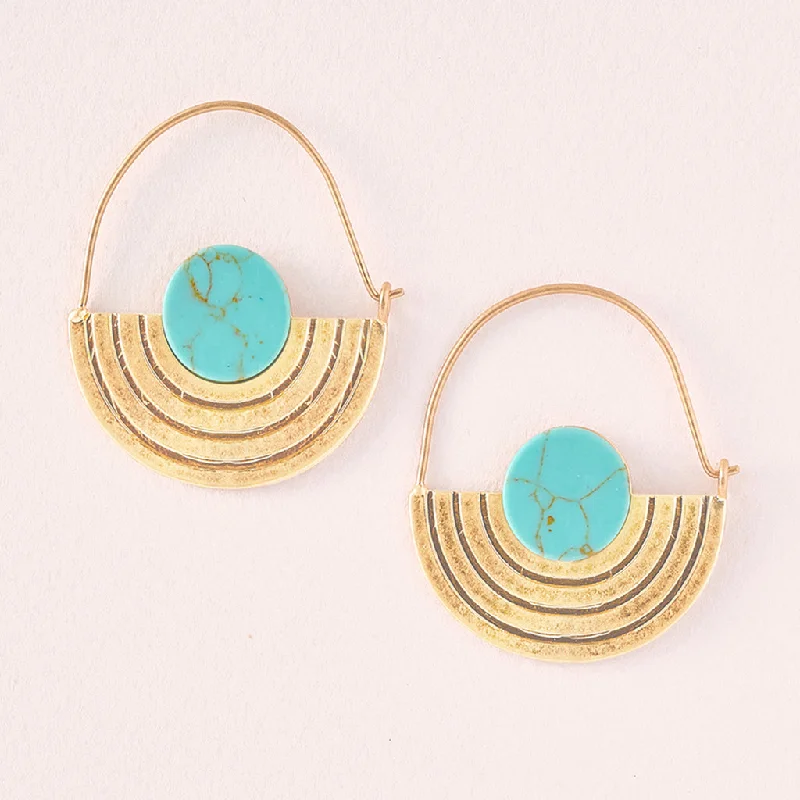 Flat stud earrings-Stone Orbit Earring - Turquoise/Gold