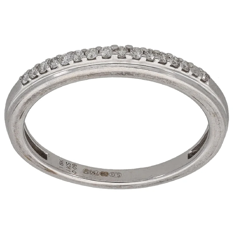 Polished name rings-18ct White Gold 0.09ct Diamond Half Eternity Ring Size K