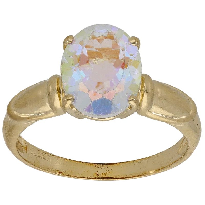 Bright bead rings-9ct Gold Coated Topaz Single Stone Ring Size N