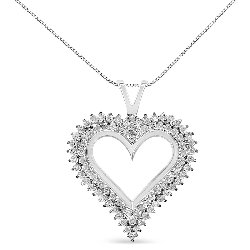 Burnished bronze necklaces-.925 Sterling Silver Diamond Heart 18" Pendant Necklace