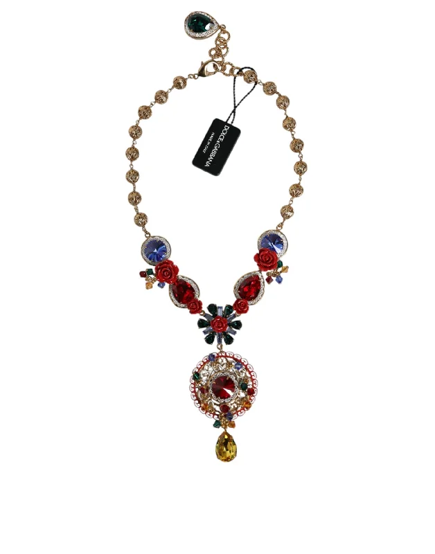 Aged medallion necklaces-Dolce & Gabbana  Tone Brass Embellished Ball Chain Statement Women's Necklace