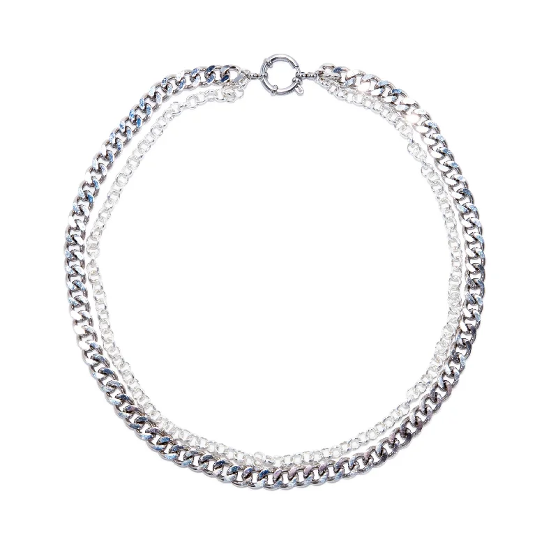 Raised disc necklaces-Niki Silver Layer Necklace