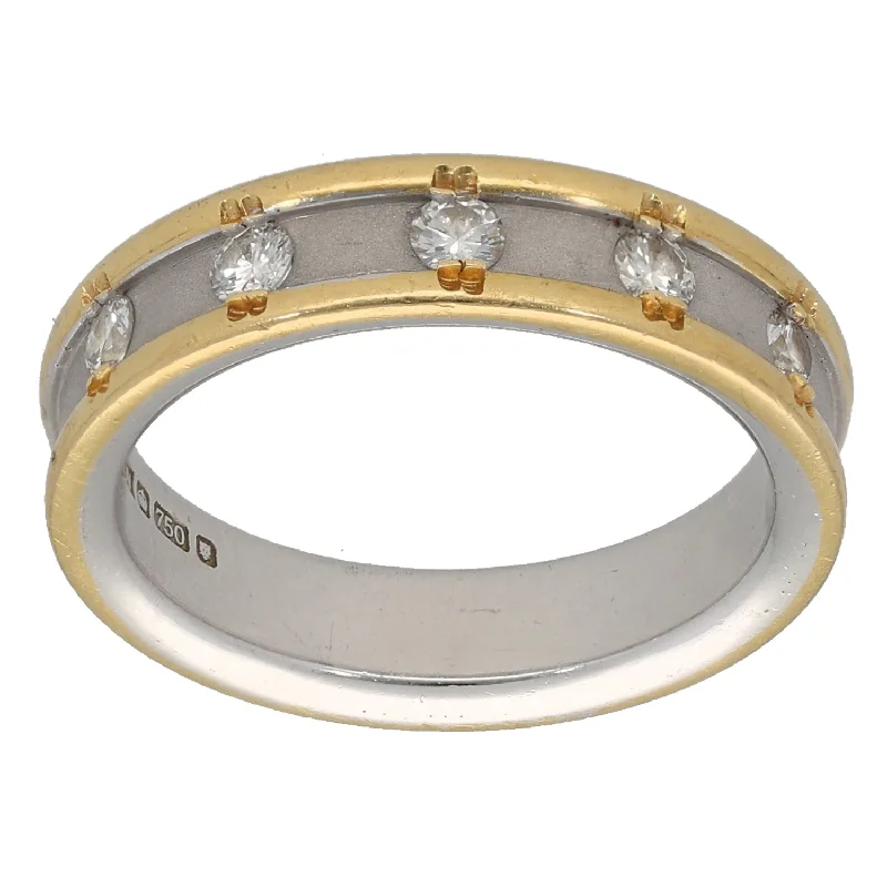 Full crescent rings-18ct Bi-Colour Gold 0.25ct Diamond Half Eternity Ring Size L