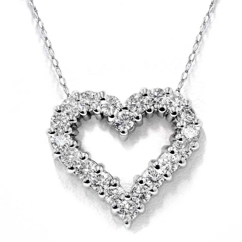 Sleek choker necklaces-1/2ct Diamond Heart Pendant 14K White Gold