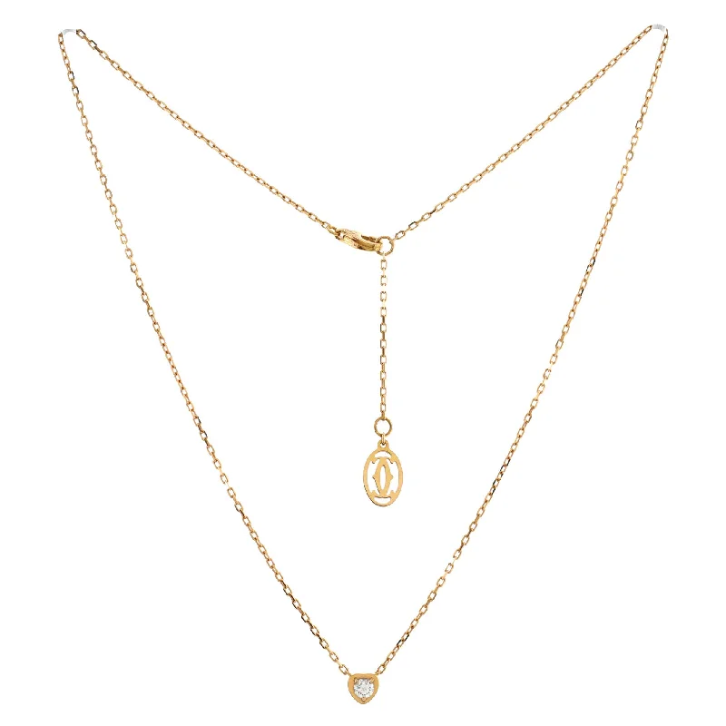 Sky sign necklaces-D'Amour Heart Pendant Necklace 18K Rose Gold with Diamond