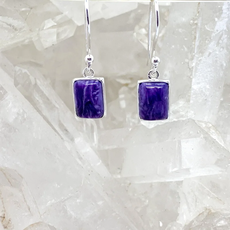 Maple wood earrings-Charoite Sterling Silver Earrings $60