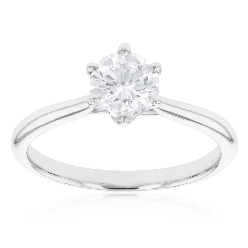 Maple grain rings-18ct White Gold Solitaire Ring with 1.00 Carat GI SI Certified Diamond