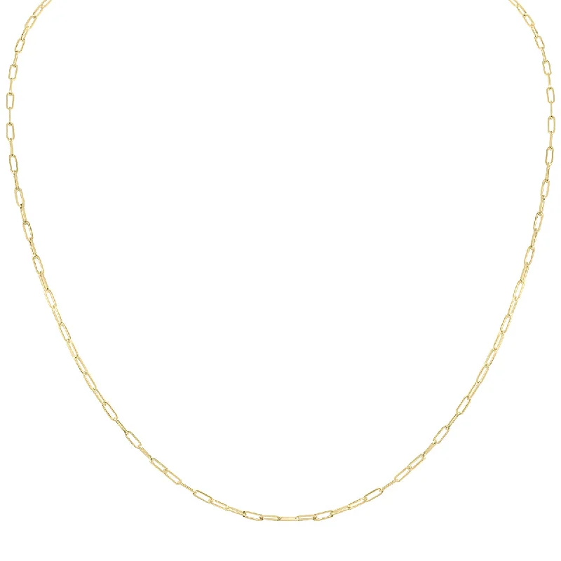 Layered chain necklaces-14K Yellow Gold 1.5Mm Dainty Paperclip Necklace With Lobster Clasp - 16 Inch