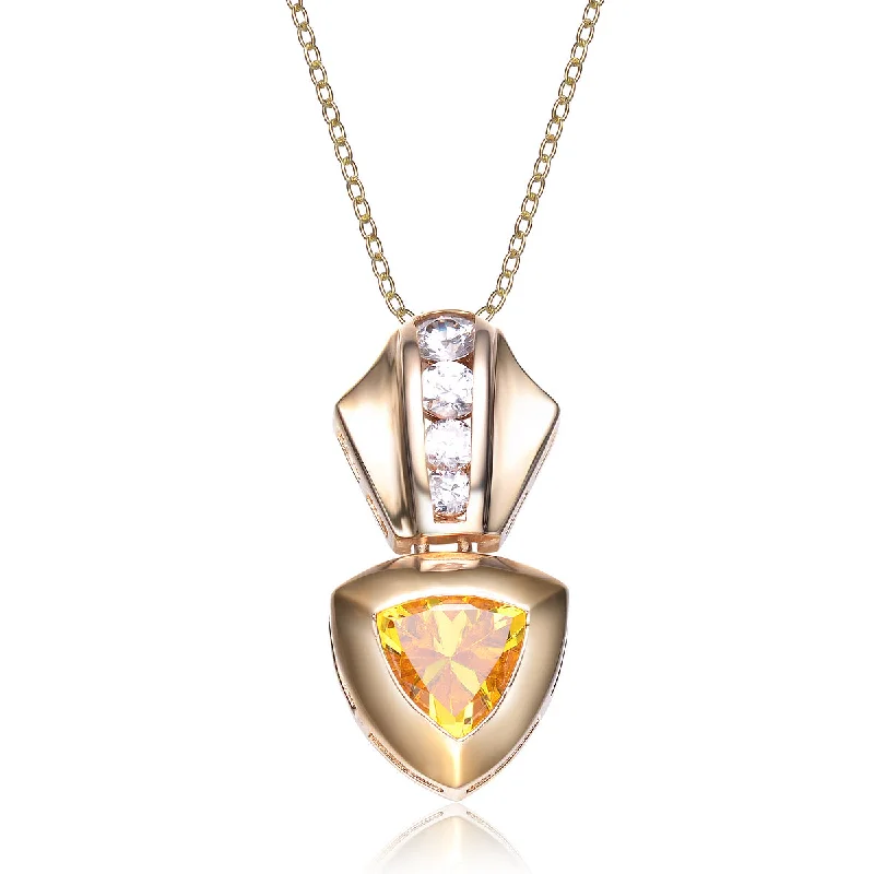 Charming bead necklaces-Gv Sterling Silver Lemon Cubic Zirconia Stone Gold Plated Pendant