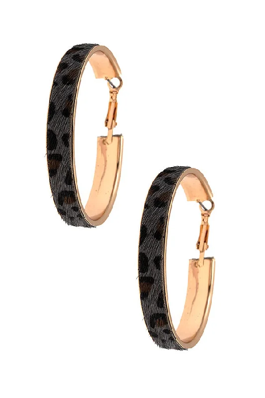 Aged medallion earrings-Animal Print Hoop Earrings