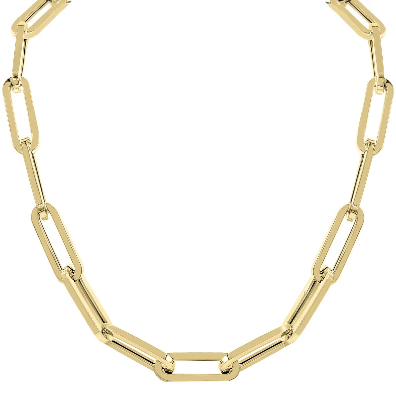 Lock clasp necklaces-14K Yellow Gold Chunky Paperclip Necklace With A Lobster Clasp - 18 Inch