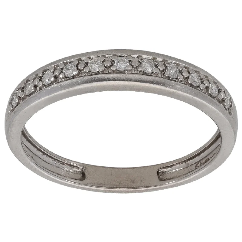 Twisted cord rings-18ct White Gold 0.10ct Diamond Half Eternity Ring Size N