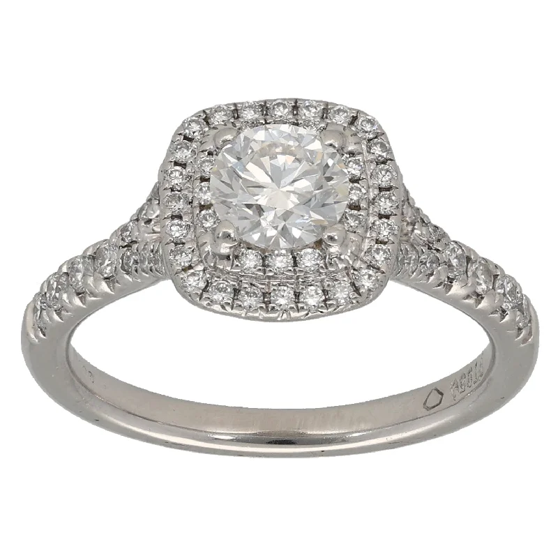 Lily rings-Platinum 1.00ct Diamond Halo Ring Size L