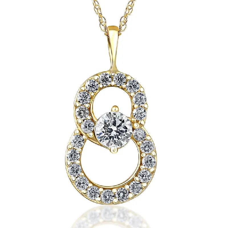 Victorian style necklaces-1/2Ct T.W. Circled By Love Diamond Pendant 10k Yellow Gold Women's Necklace