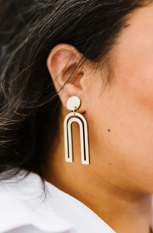 Fine texture earrings-Joanna Wooden Arch Earrings