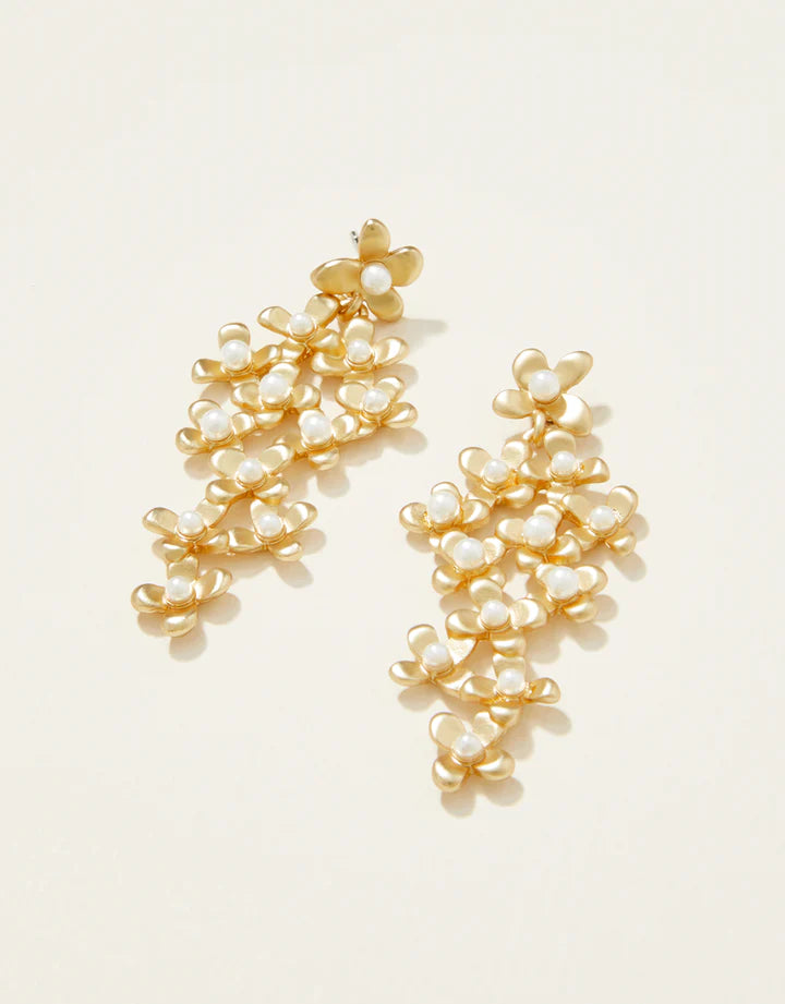 Thin pearl earrings-Dripping in Flowers Earrings