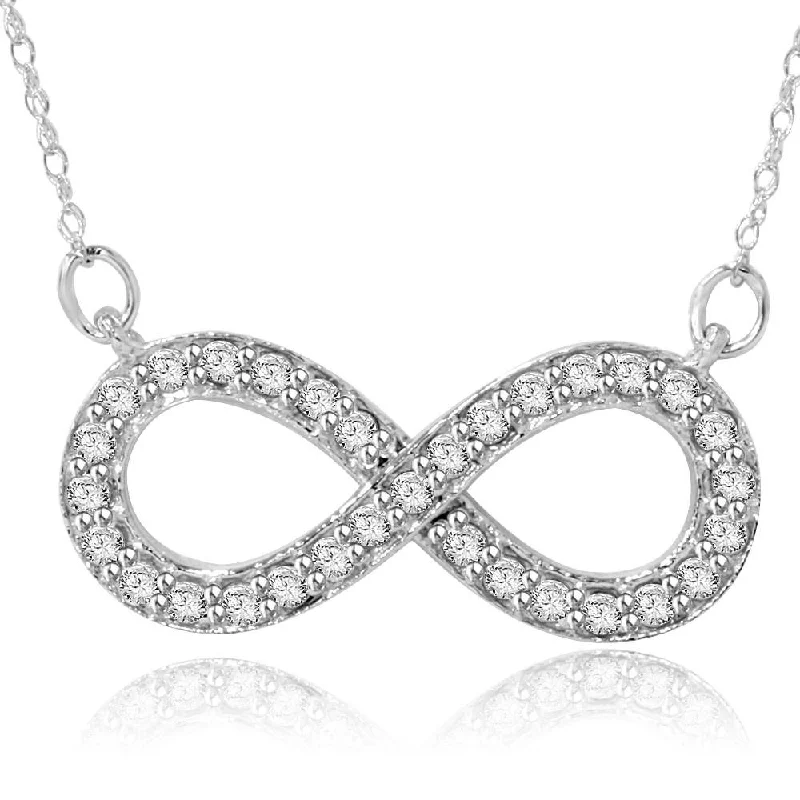 Bright gold necklaces-1/3ct Diamond Infinity Symbol Pendant 14K White Gold