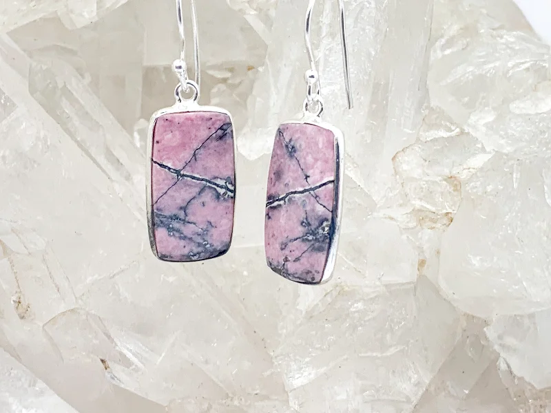 Wide hoop earrings-Rhodonite Sterling Silver Earrings $90