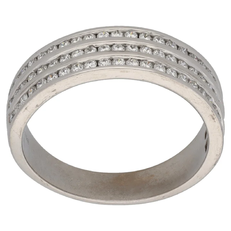 Flex open rings-9ct White Gold 0.72ct Diamond Half Eternity Ring Size S