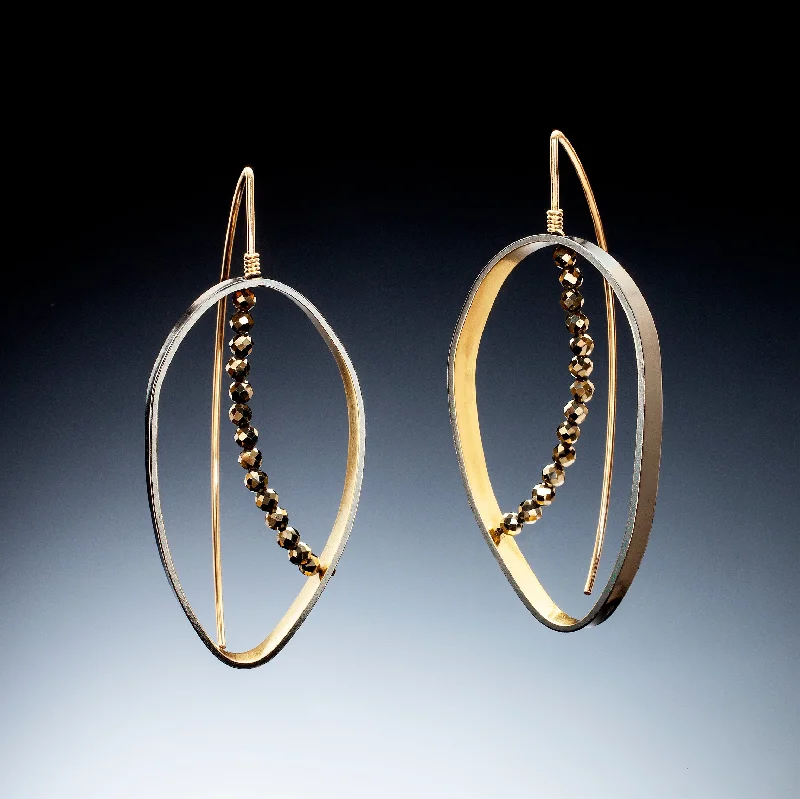 Raised disc earrings-Gold Inside Vertical Oval Earrings (large)