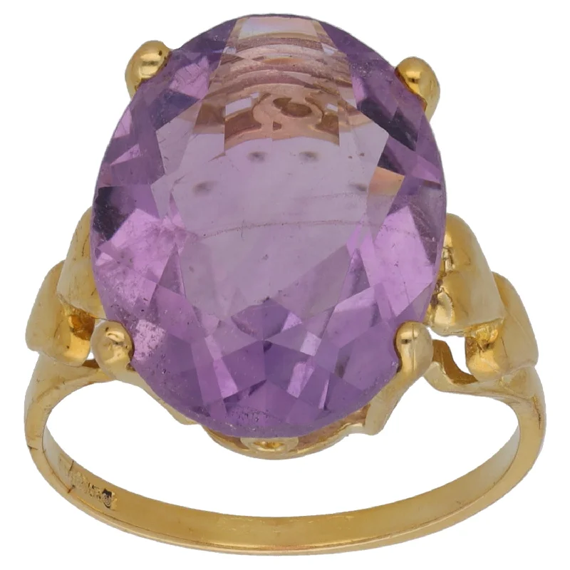 Old vow rings-9ct Gold Amethyst Single Stone Ring Size M