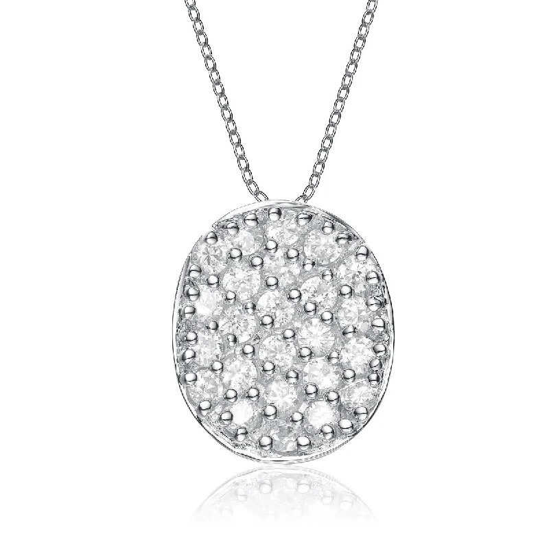 Bright gold necklaces-Gv Sterling Silver And White Cubic Zirconia Necklace