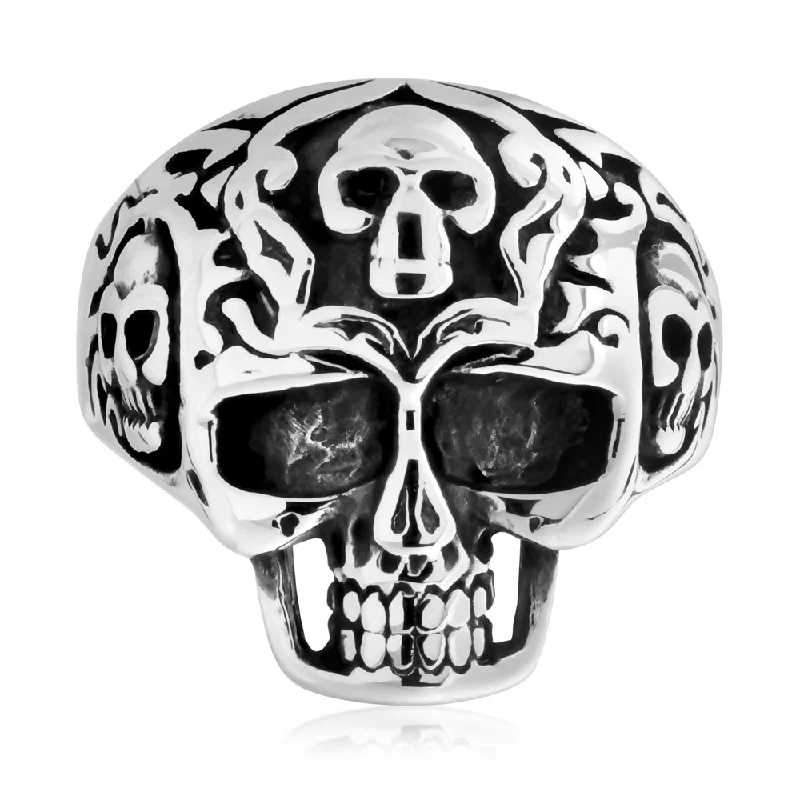 Thin stack rings-Stainless Steel Skull Ring