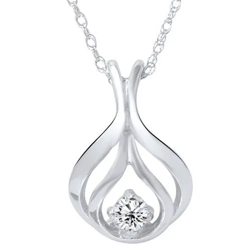 Plain cross necklaces-VS Solitaire Diamond Pendant 10K White Gold