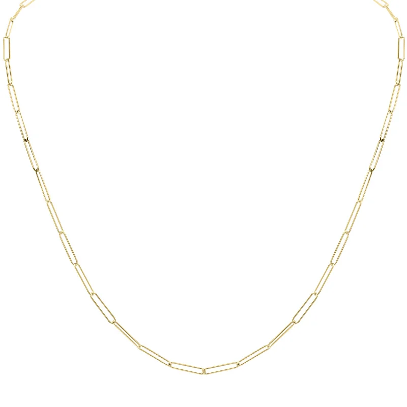 Full crescent necklaces-14K Yellow Gold Lightweight Paperclip Necklace With A Lobster Clasp - 24 Inch